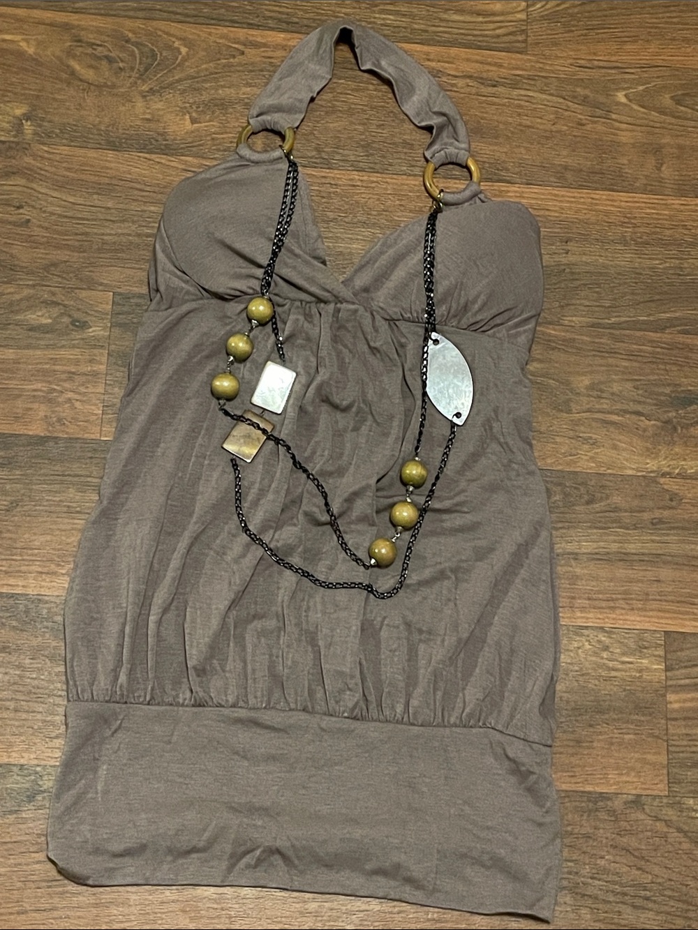 Vintage Y2K Papaya Halter Top W/Built on Nexklace size Small